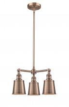 Innovations Lighting 207-AC-M9-AC-LED - Addison - 3 Light - 19 inch - Antique Copper - Stem Hung - Chandelier