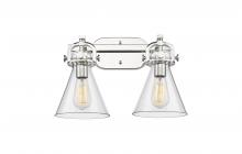 Innovations Lighting 410-2W-PN-G411-7CL - Newton Cone - 2 Light - 17 inch - Polished Nickel - Bath Vanity Light