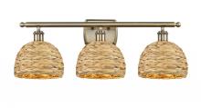 Innovations Lighting 516-3W-AB-RBD-8-NAT - Woven Rattan - 3 Light - 28 inch - Antique Brass - Bath Vanity Light