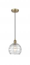 Innovations Lighting 616-1P-AB-G1213-8-LED - Athens Deco Swirl - 1 Light - 8 inch - Antique Brass - Cord hung - Mini Pendant