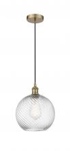 Innovations Lighting 616-1P-AB-G1214-12-LED - Athens Twisted Swirl - 1 Light - 12 inch - Antique Brass - Cord hung - Mini Pendant