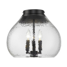 Golden 1094-3FM BLK-HCG - Ariella 3-Light Flush Mount in Matte Black with Hammered Clear Glass