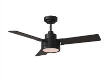 Generation Lighting 3JVR44MBKD - Jovie 44&#34; Dimmable Indoor/Outdoor Integrated LED Indoor Midnight Black Ceiling Fan with Light Ki