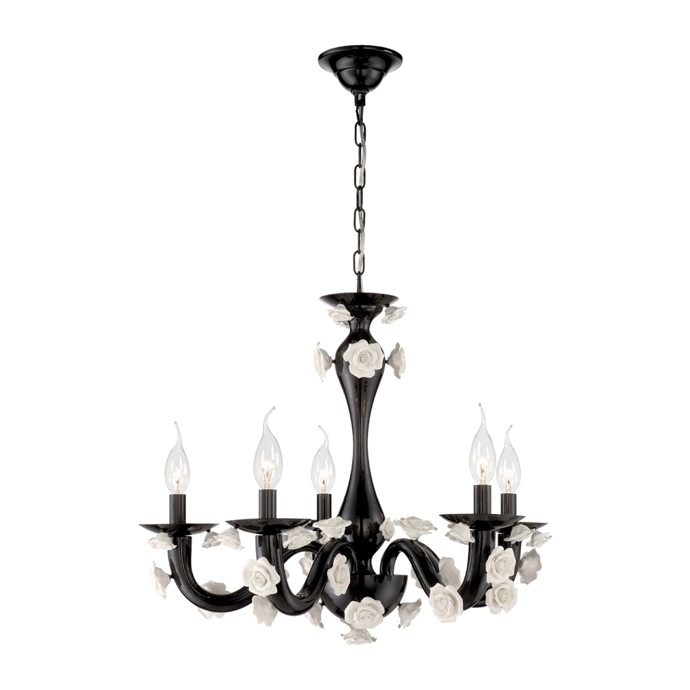 5LT CHANDELIER,BLK/WHT