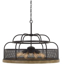 CAL Lighting FX-3706-9 - Akaki 60W X 9 Metal/Pine Wood Chandelier  (Edison Bulbs Not included)