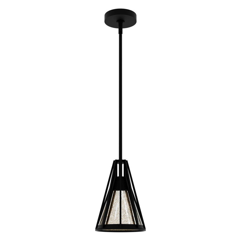 Hunter Rafner Natural Black Iron with Mercury Glass Glass 1 Light Pendant Ceiling Light Fixture