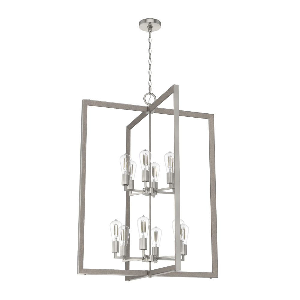 Hunter Woodburn Brushed Nickel 12 Light Pendant Ceiling Light Fixture