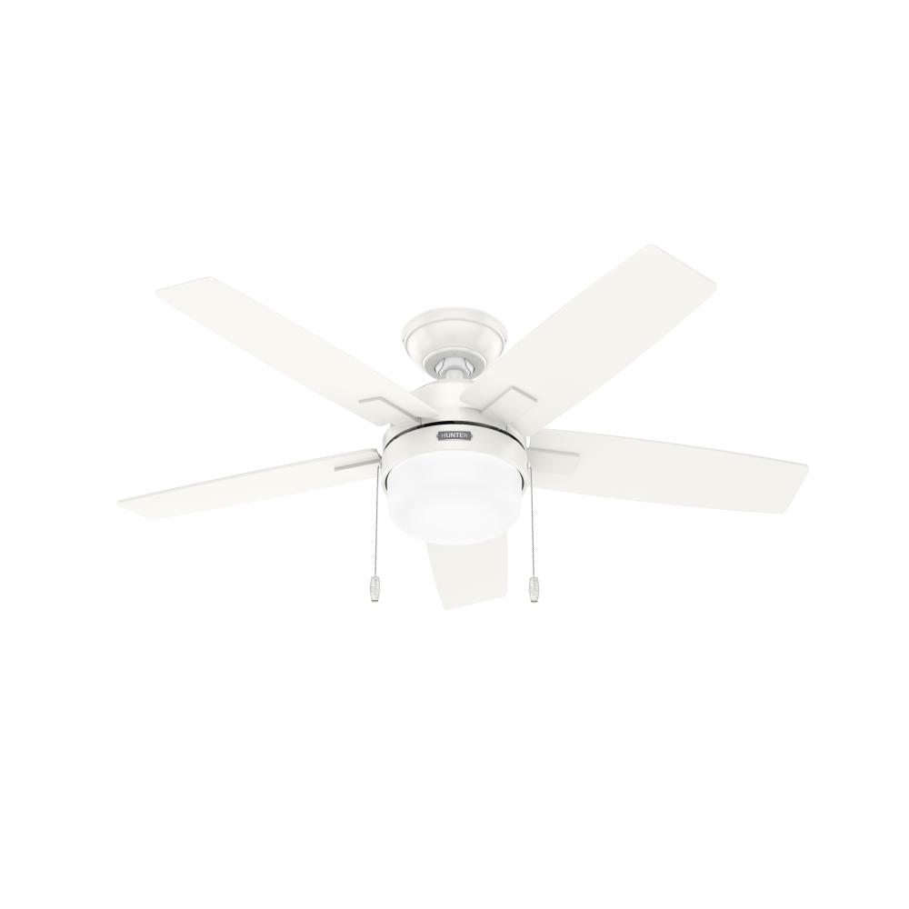 Hunter 44 inch Anisten ENERGY STAR® Fresh White Ceiling Fan with LED Light Kit and Pull Chain