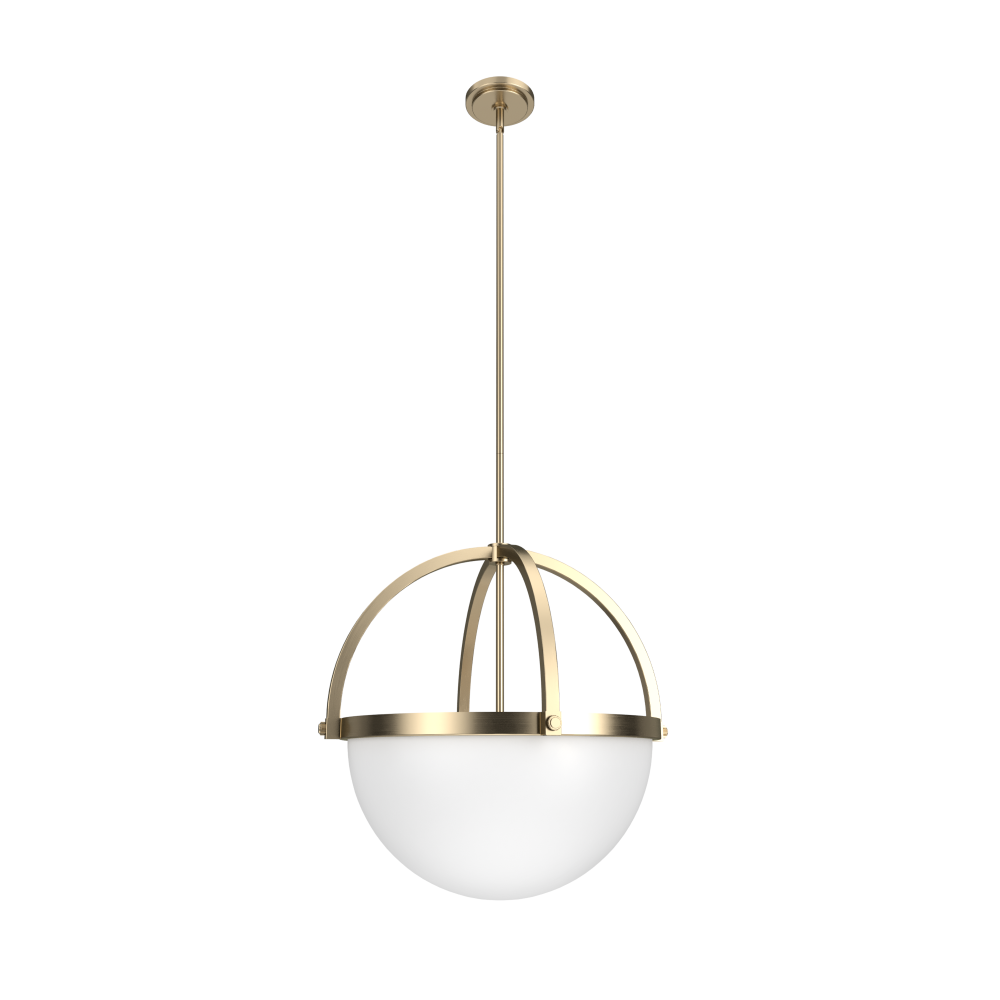 Hunter Wedgefield Alturas Gold with Frosted Cased White Glass 4 Light Pendant Ceiling Light Fixture