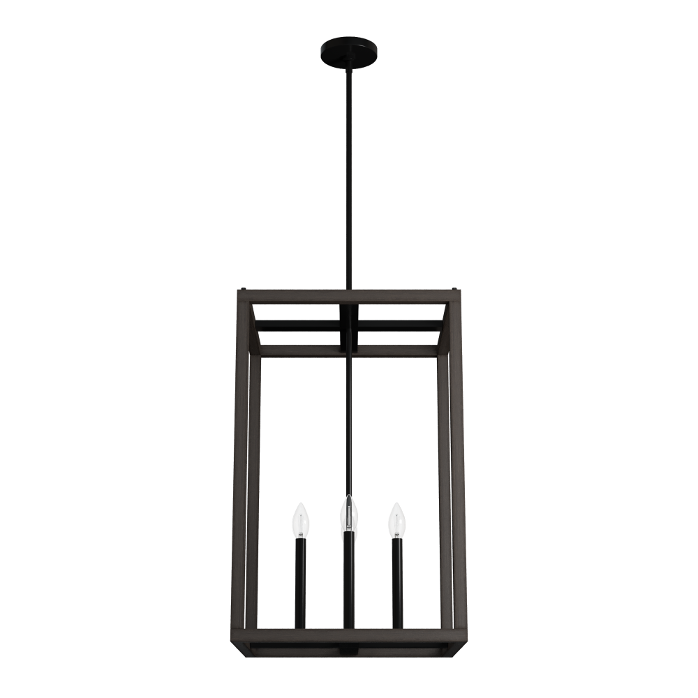 Hunter Squire Manor Matte Black and Dark Ash 4 Light Pendant Ceiling Light Fixture