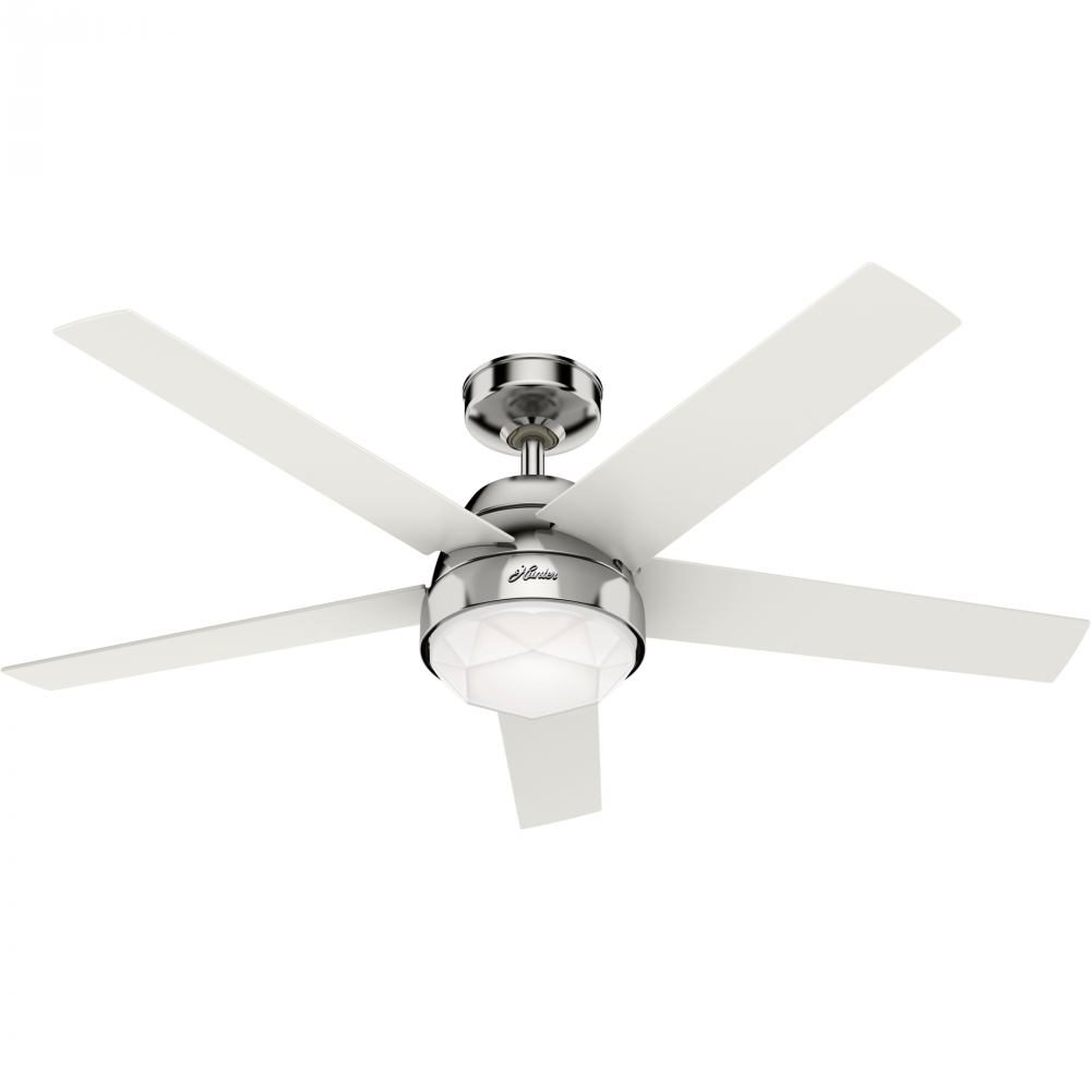 Hunter 52 inch Garland Polished Nickel Ceiling Fan with LED Light Kit and Wall Control