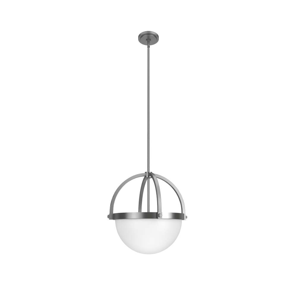 Hunter Wedgefield Brushed Nickel with Frosted Cased White Glass 3 Light Pendant Ceiling Light Fixtur