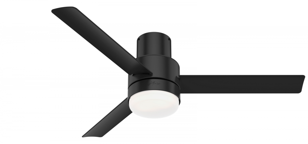 Hunter 52 in Gilmour Matte Black Low Profile Damp Rated Ceiling Fan w/ LED LT Kit & Handheld Remote