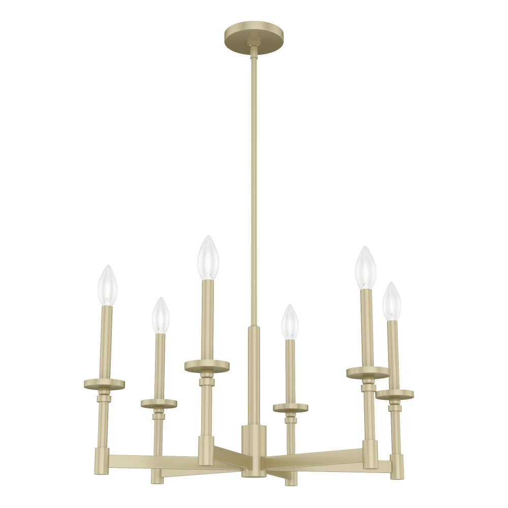 Hunter Briargrove Modern Brass 6 Light Chandelier Ceiling Light Fixture