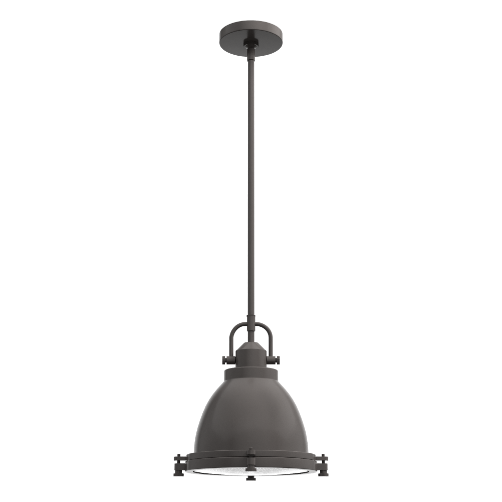 Hunter Bridgemoor Noble Bronze with Clear Holophane Glass 1 Light Pendant Ceiling Light Fixture