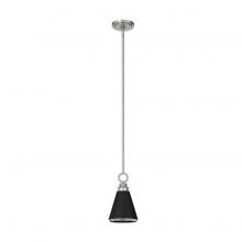 Hunter 19443 - Hunter Klein Brushed Nickel and Flat Matte Black 1 Light Pendant Ceiling Light Fixture