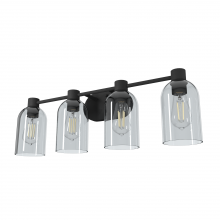 Hunter 19711 - Hunter Lochemeade Natural Black Iron with Smoked Glass 4 Light Bathroom Vanity Wall Light Fixture