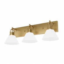 Hunter 13170 - Hunter Carrington Isle Luxe Gold with Cased White Glass Glass 3 Light Bathroom Vanity Wall Light