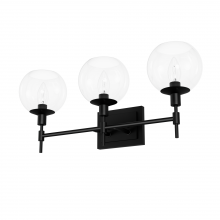 Hunter 19509 - Hunter Xidane Matte Black with Clear Glass 3 Light Bathroom Vanity Wall Light Fixture