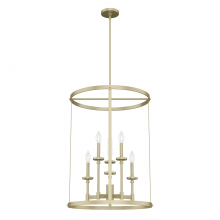 Hunter 19699 - Hunter Briargrove Modern Brass 6 Light Chandelier Ceiling Light Fixture