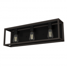 Hunter 19673 - Hunter Squire Manor Matte Black and Dark Ash 3 Light Bathroom Vanity Wall Light Fixture