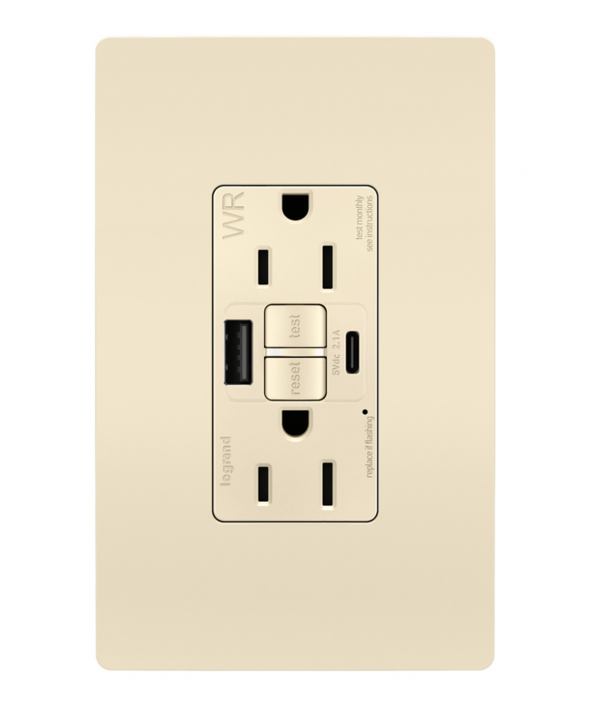 radiant® Tamper-Resistant Weather-Resistant 15A Duplex Self-Test GFCI Receptacles with SafeLock® Pro