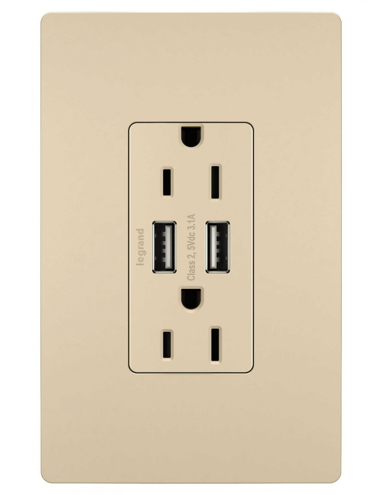 radiant? 15A Tamper-Resistant USB Outlet, Ivory