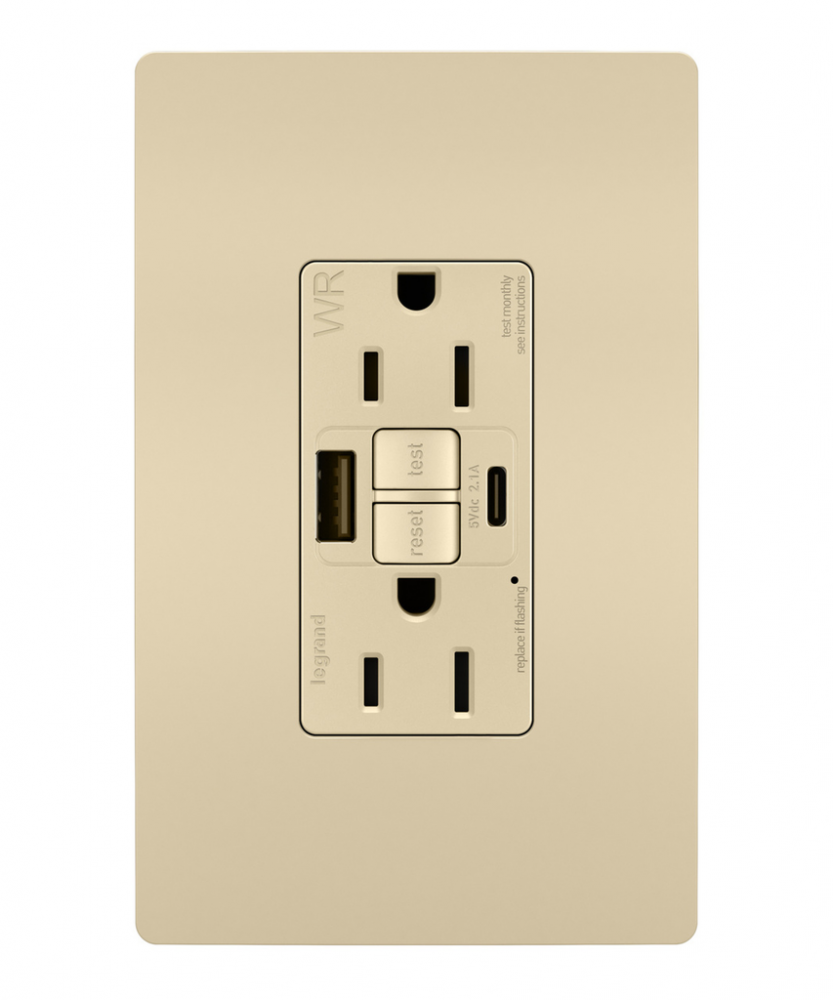 radiant® Tamper-Resistant Weather-Resistant 15A Duplex Self-Test GFCI Receptacles with SafeLock® Pro