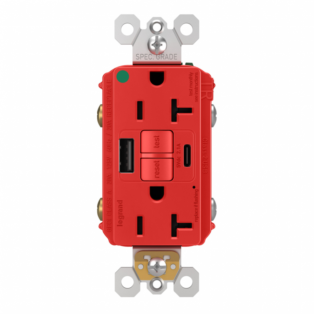 radiant? Hospital Grade Tamper-Resistant 20A Duplex Self-Test GFCI Receptacles with SafeLock?