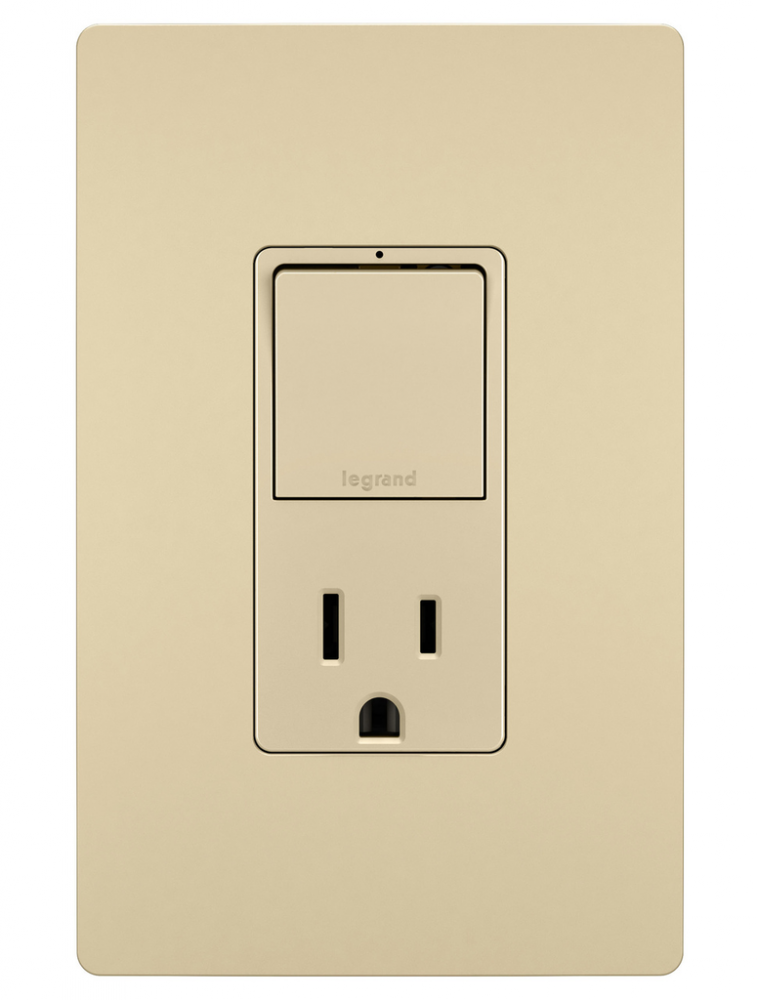 radiant® Single Pole/3-Way Switch with 15A Tamper-Resistant Outlet, Ivory