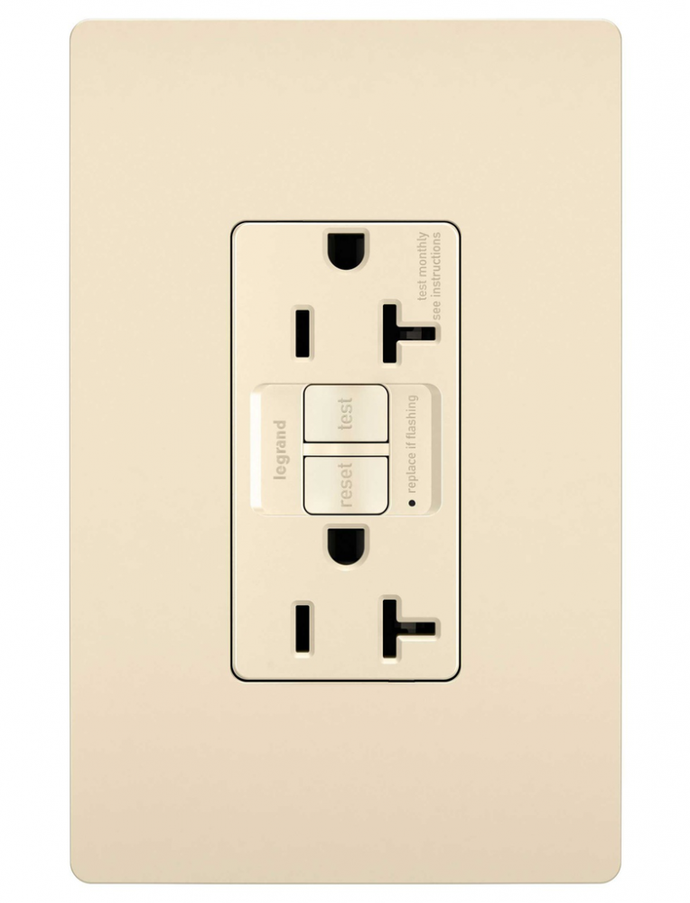 radiant? 20A Duplex Self-Test GFCI Receptacles with SafeLock? Protection, NAFTA Compliant, Light