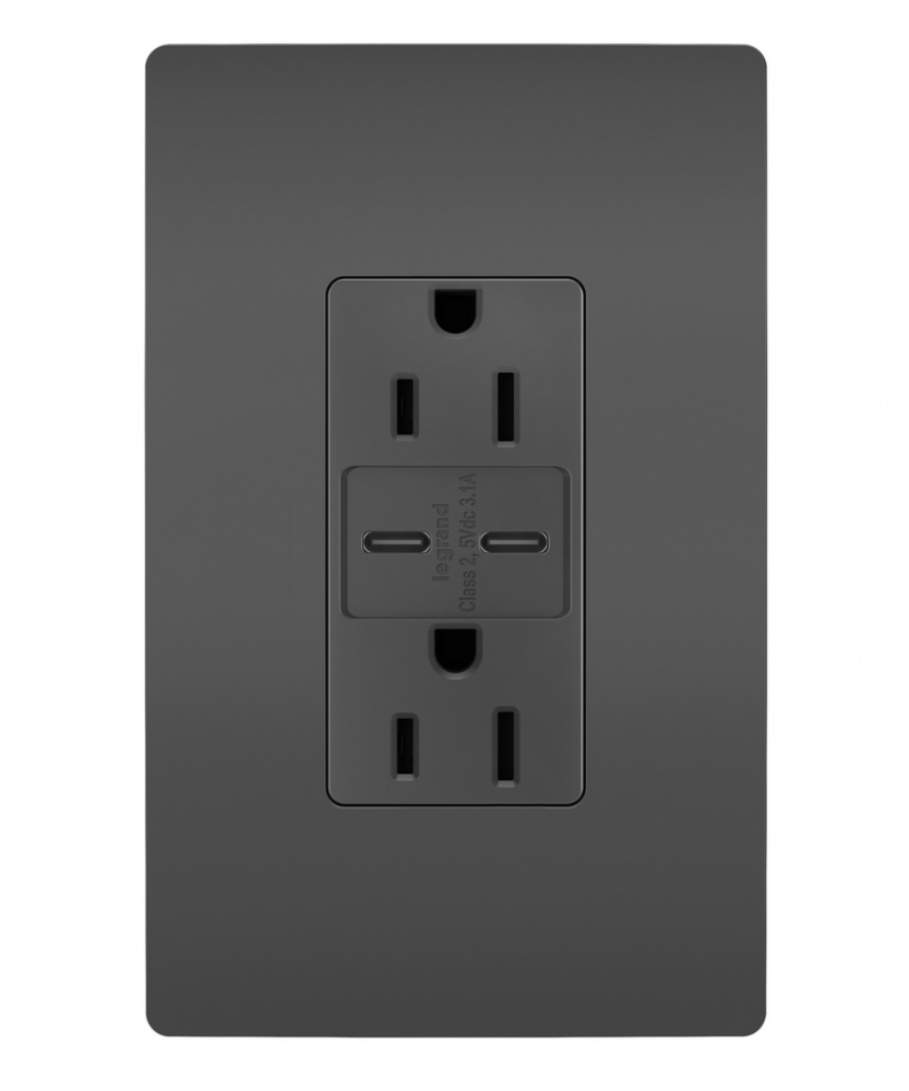 radiant? 15A Tamper-Resistant USB Type C/C Outlet, Black (4 pack)