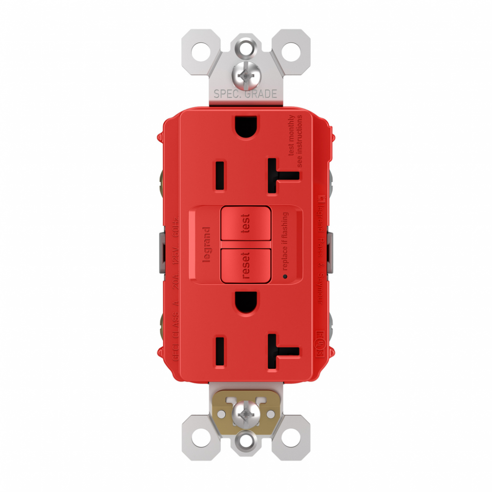 radiant? 20A Duplex Self-Test GFCI Receptacles with SafeLock? Protection, Red