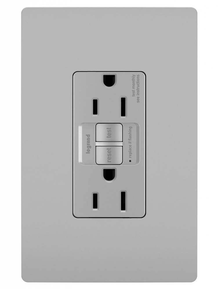 radiant? 15A Duplex Self-Test GFCI Receptacles with SafeLock? Protection, Gray