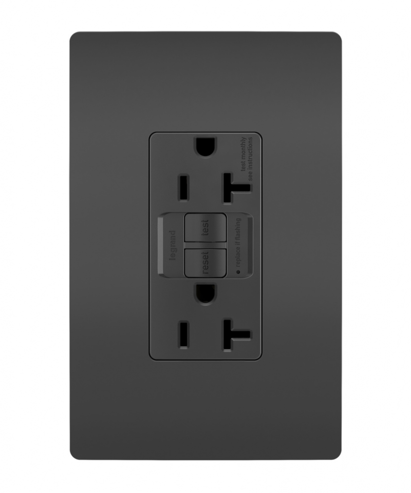 radiant? Tamper-Resistant 20A Duplex Self-Test GFCI Receptacle with SafeLock? Protection, Black (4 pack)