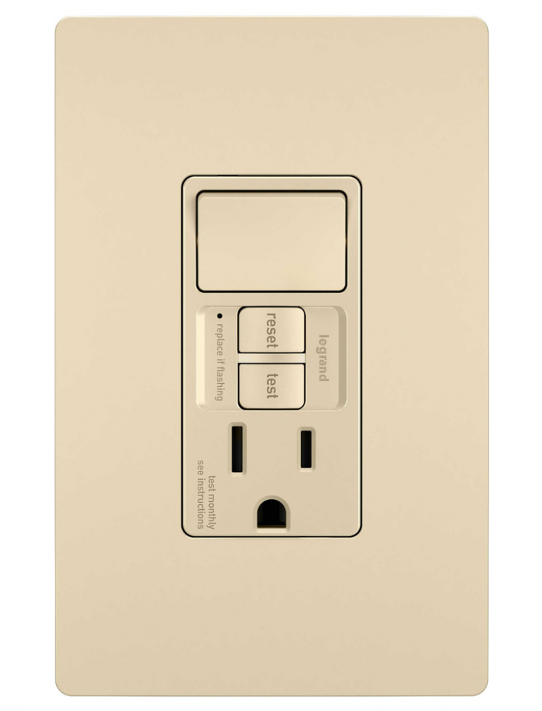 radiant® Combination Single Pole Switch and Tamper-Reistant 15A Duplex Self-Test GFCI Receptacles wi