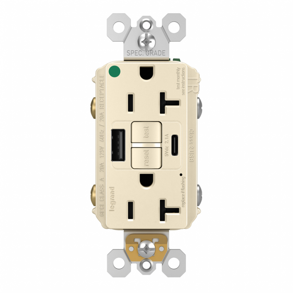 radiant? Hospital Grade Tamper-Resistant 20A Duplex Self-Test GFCI Receptacles with SafeLock?