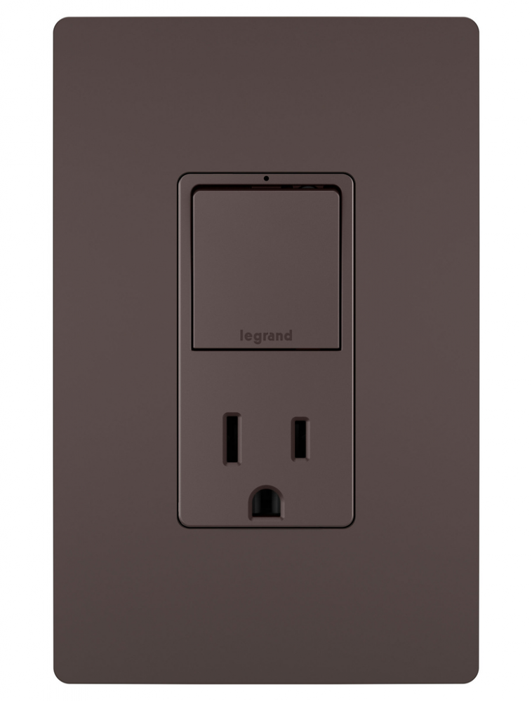 radiant® Single Pole/3-Way Switch with 15A Tamper-Resistant Outlet, Dark Bronze