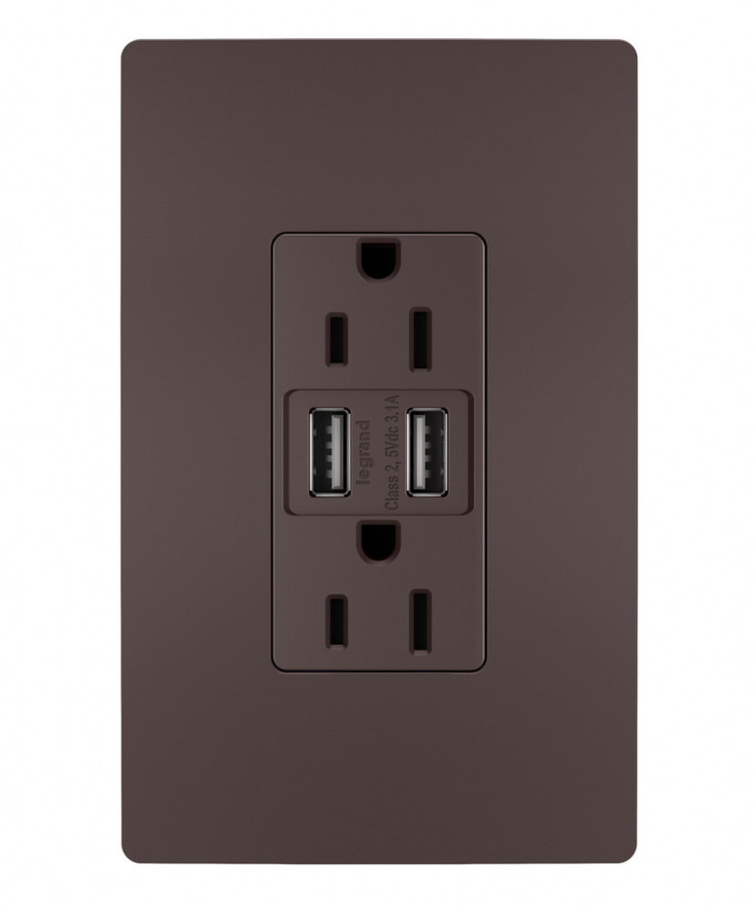 radiant® 15A Tamper-Resistant USB Outlet, Dark Bronze