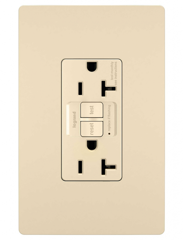 radiant? 20A Duplex Self-Test GFCI Receptacles with SafeLock? Protection, NAFTA Compliant, Ivory