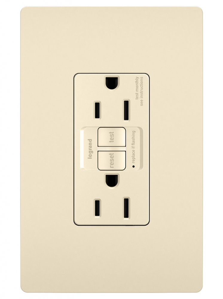 radiant? Tamper-Resistant 15A Duplex Self-Test GFCI Receptacle, NAFTA-Compliant, Light Almond