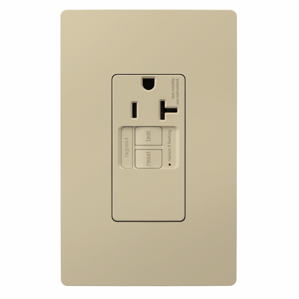 radiant? Tamper-Resistant 20A Simplex Self-Test GFCI Receptacles with SafeLock? Protection, Ivory