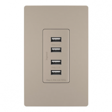 Legrand Radiant TM8USB4NICC6 - radiant® Quad USB Charger, Nickel