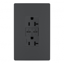 Legrand Radiant TR20USBPDG - radiant® 20A Tamper Resistant Ultra Fast PLUS Power Delivery USB Type C/C Outlet, Graphite