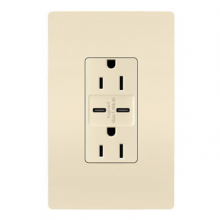 Legrand Radiant R26USBCC6LA - radiant® 15A Tamper-Resistant Ultra-Fast USB Type C/C Outlet, Light Almond (10 pack)