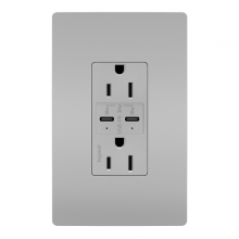 Legrand Radiant R26USBPDGRY - radiant® 15A Tamper Resistant Ultra Fast PLUS Power Delivery USB Type C/C Outlet, Gray