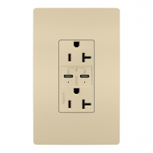 Legrand Radiant TR20USBPDI - radiant® 20A Tamper Resistant Ultra Fast PLUS Power Delivery USB Type C/C Outlet, Ivory