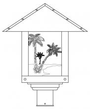 Arroyo Craftsman TRP-16PTGW-BK - 16" timber ridge post mount with palm tree  filigree