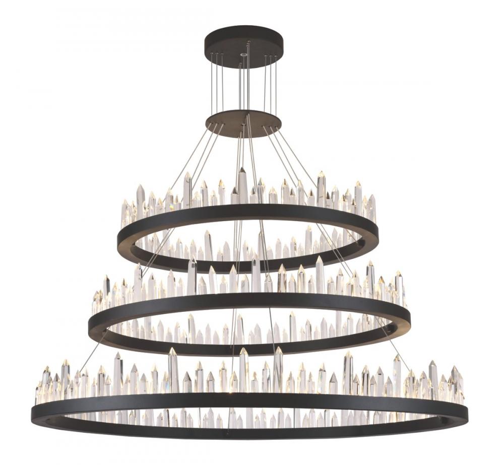 Malta 128 Light Satin Dark Grey Chandelier Clear Royal Cut Crystal