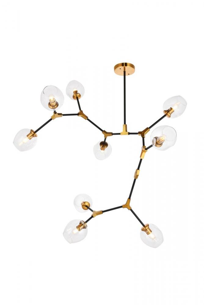 Cavoli 9 Light in Light Antique Brass and Flat Black Pendant